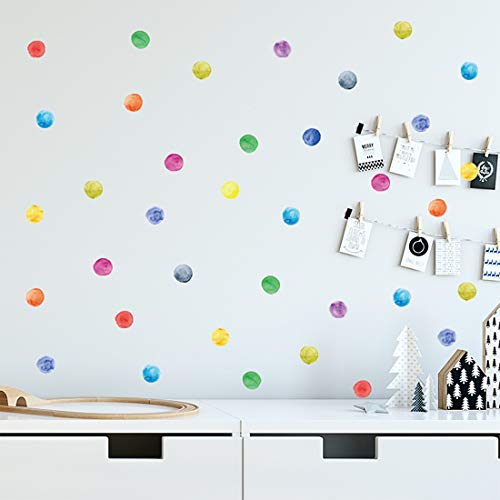 DIY DOTS coloridos adesivos de parede de parede cor arco -íris decalque de parede redonda para decorações de berçário de quarto