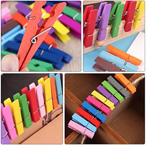 40pcs Art Crafts Mixed School Craft Rainbow Memorando durável decorativo, cor com clipes pendurados mini pinos aleatórios-