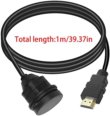 Qianrenon 4k HDMI Fluxo Adaptador de cabos à prova d'água, HDMI 1.4 Male a fêmea Montagem de montagem Cabo de extensão, para montagem do painel do painel de mesa, 1m/3,3ft