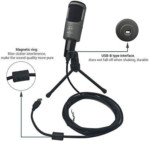 Microfone USB, Profission Studio Cardioid Condenser Gaming Microfone Microfone USB para Computador PC Recording Mic para Streaming