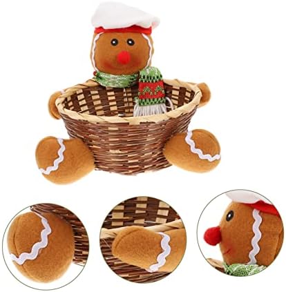 AMOSFUN 1PC Christmas Candy Basket Cesto de Natal Cestas de Rattan Basket Festa de Natal para Mesa de Decoração Decorativa Decorações de Casa Festival Festival Contêiner