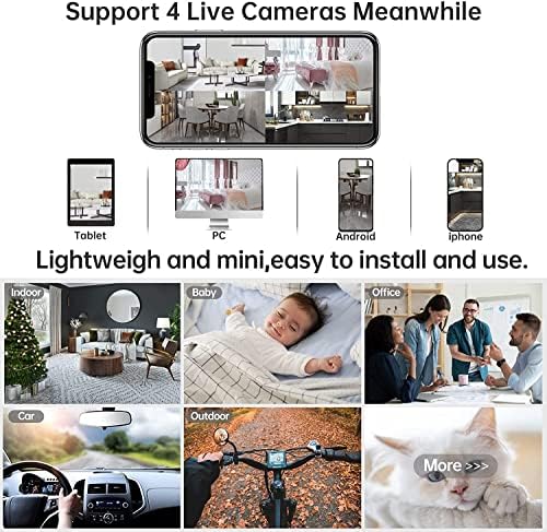 Mini Câmera Wi -Fi Câmera sem fio Nanny Cam, câmera de segurança de 1080p HD Home Security, Visão noturna Câmera de animal de