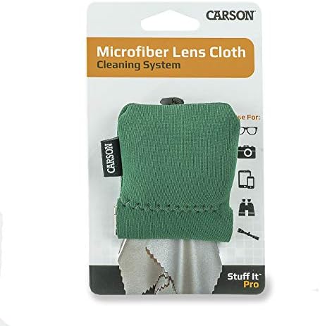 Carson Stuff -It Pro Microfiber Lens Cleaning System para óculos, smartphones, tablets, ópticas, lentes, câmeras e muito mais, 8,0 '' x 8,0 '' - verde