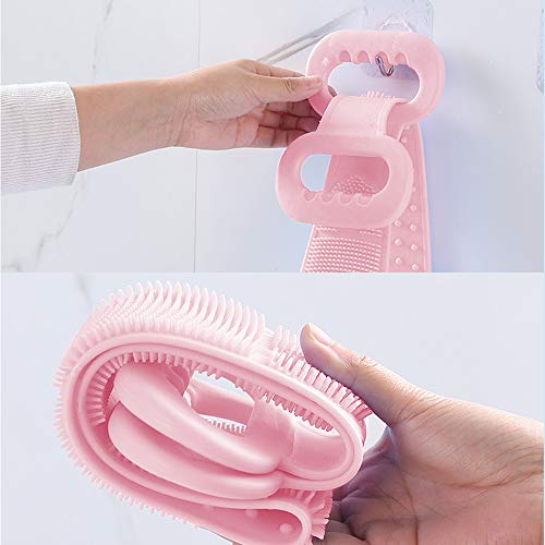 Esfriador traseiro de silicone para chuveiro - lavador de silicone de dupla face - esfoliando longa lavagem do corpo