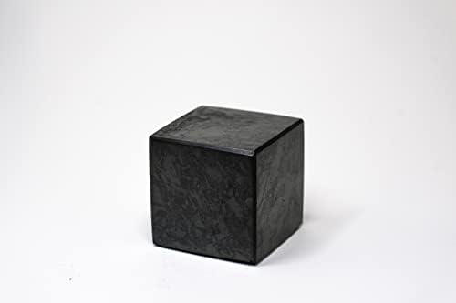 Clube Shungita Cubo de Pedra Shungita Polida 2 polegadas, Cubo de Cristal Negro, Proteção de Pedras Lonitárias, Cubo de Clear