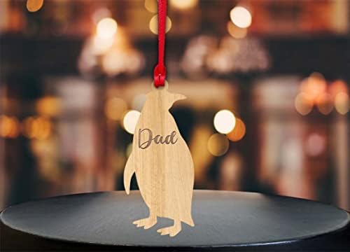 Feito à mão por Stukk personalizado Penguin Christmas Bauble Wooden Papai Daddy Xmas Tree Decoration Presente