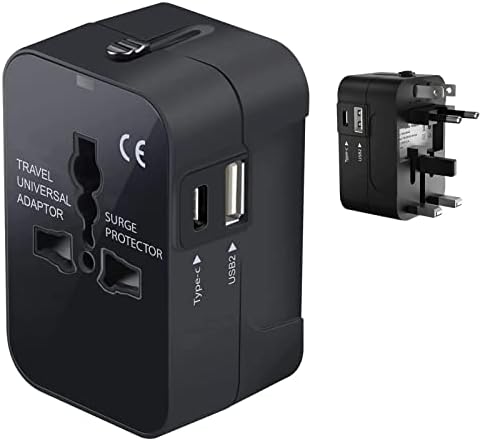 Viagem USB Plus International Power Adapter Compatível com Bamboo Stylus para poder mundial para 3 dispositivos USB TypeC, USB-A