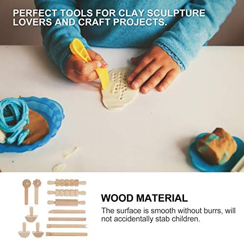Nuobesty 3 sets modelagem de carimbo, estilos de kits, corte, escultura, escultura pré -escolar para ers Toddler Mini Wooden Wave