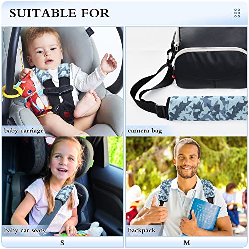 Tampas de assento de carro de camuflagem azul claro para crianças 2 PCs Tiras de assento de carro Casas de almofadas de ombro protetor Corrente do carro para correias de avião SUV