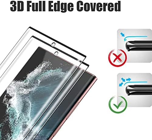 [2+2 pacote] Para Samsung Galaxy S22 Ultra 5G Protetor de tela temperado Lente de vidro Câmera Protetor, sensível ao toque, suporte de impressão digital, 9H endurece