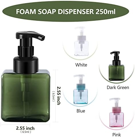Distribuidor de sabão de espuma Ryldeter para banheiro, garrafa de bomba recarregável para sabão líquido, shampoo, 2 pacotes de
