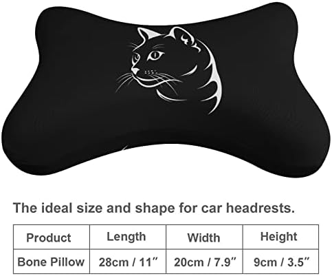 Face de gato no travesseiro preto do pescoço do carro 2 PCs Local de pescoço de cabeça respirável