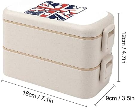 I Love London UK Flag Double empilhável Bento Lancheira Modern Bento Contêiner com conjunto de utensílios