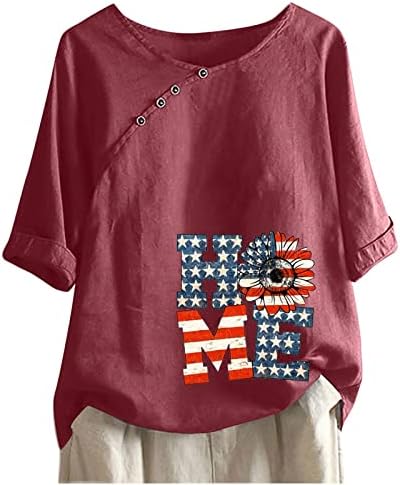 4 de julho camisetas camisetas para mulheres manga curta o pescoço túnicas tópicas de bandeira americana listras tie-dye