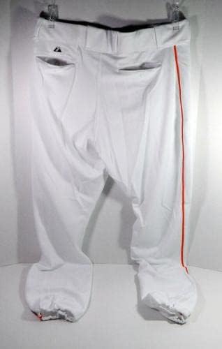 2012 Miami Marlins Josh Johnson #55 Game usou calças brancas 40-46-33 649-Jogo usado calças MLB usadas