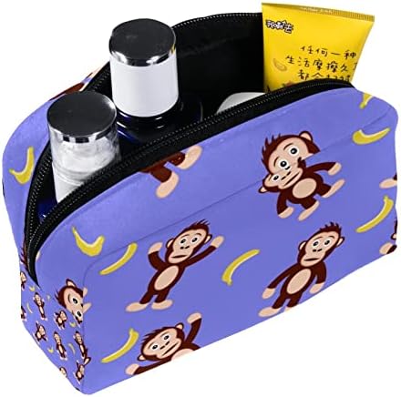 Bolsa de maquiagem tbouobt bolsa de bolsa cosmética bolsa bolsa com zíper, cartoon animal macaco banabas