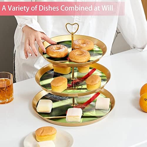 Conjunto de bolo de 3 cupcake de 3 camadas Stands Plates de pastelaria reutilizáveis ​​para decorações de festas de chá de aniversário de casamento, Dragonfly