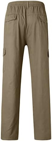 Miashui Grandes e altos calças masculinas moda casual algodão solto plus size bolso de bolso de calça trabalhadores