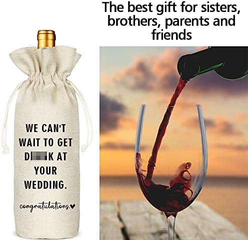 Bolsa de vinho de casamento, presente para mulher, amigos, casais de casamento, chuveiro de noiva, noivado, festa de despedida de solteira - bolsa de vinhos reutilizável de estopa