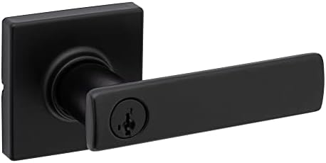 KWIKSET BRETON Chave a porta de entrada da porta com segurança SmartKey e Microban em preto fosco