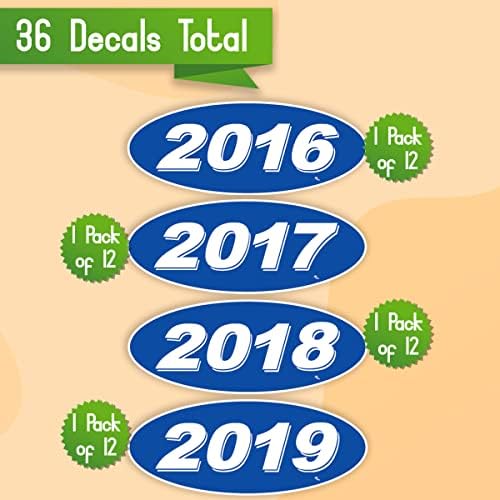 Versa Tags 2017 2018 e 2019 Modelo Oval Ano Ano de Carro Anexos de Janelas de Carro Madeos com orgulho nos EUA VERSA OVAL Modelo Windshield Ano de Ano é azul e branco de cor vêm doze por ano