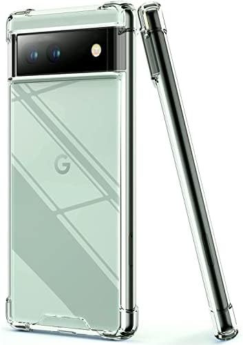 Kiomy Google Pixel 6A Case de diamante limpo com casca híbrida anti -amarela PC rígida com TPU Proteção de para -choques de choque