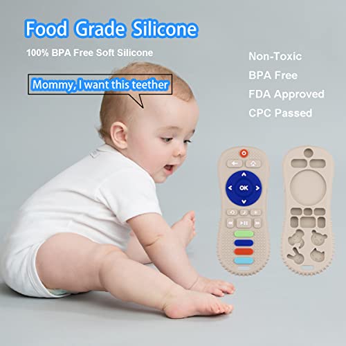 BESOSAY Silicone Remote Control Shaped Teether Toys for Babies 0-3, 0-6, 6-12 meses, brinquedos de dentição remotos macios para crianças infantis de 0 a 6 meses, Rocíncipes de Mão Infantil para o bebê