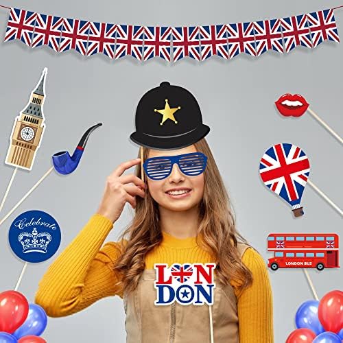 LIDE ROAD 25PCS British Photo Booth Props British National Day Decorações do Partido Britânico Props UK Inglaterra Adereços