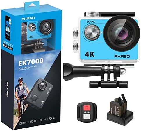 Akaso Ek7000 4K30FPS 20MP Câmera de ação Ultra HD Câmera subaquática de 170 graus Câmera de câmera à prova d'água de 98 pés de 98 pés