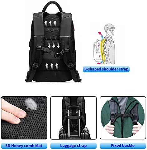Mochila laptop Eurcool para homens, mochila de laptop de 15,6 polegadas de 15,6 polegadas, com uma bolsa de viagem por porta