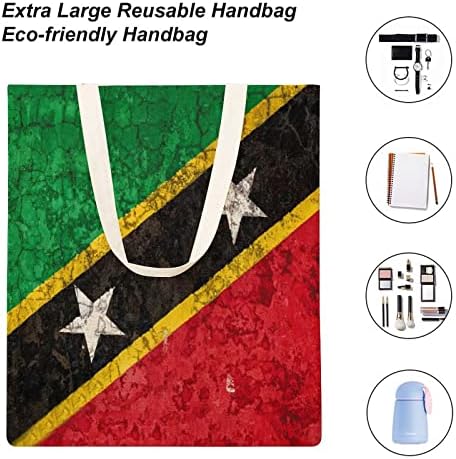 Bandeira de Saint Kitts e Nevis Funny Tote Bag com Handles Shoppy Shopping Beach Bolsa Reutiliza 15 x 16 polegadas