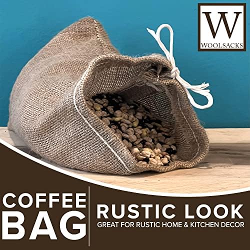 Bolsas de café Bollap by Woolsacks | Pequenos sacos de estopa para armazenamento de feijão de café, artilhas, artesanato e decoração rústica | 9 x 14 em