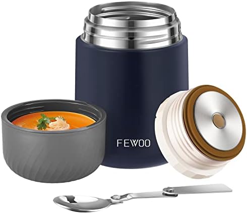 Pouquo de comida térmica - 20 onças de sopa com isolamento de vácuo, lancheira de aço inoxidável para crianças adultos, jarra