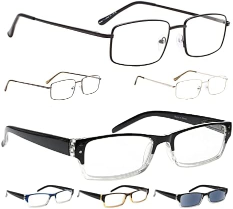 LUR 3 Pacote óculos de leitura de metal + 4 pacotes de óculos de leitura clássicos