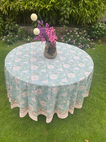 Ridhi -Cotton Block manualmente Tonela de mesa de mesa Tabela de mesa, obrigado dando mesa de fábrica de fazenda de Natal