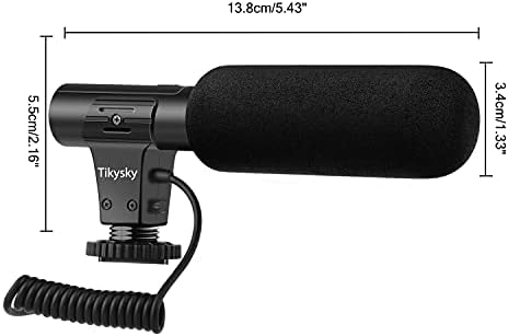 Microfone de câmera Tikysky, microfone de vídeo M-1 para DSLR Entrevista Micro de espingarda para Canon Nikon Sony Fuji Videomic com
