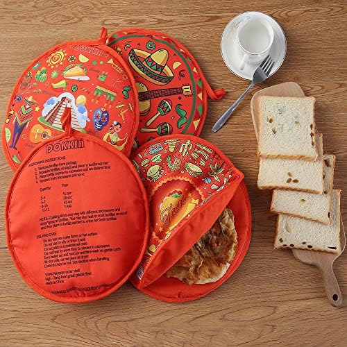Tortilha Leonal Taco Taco de 12 polegadas Isolado Poqueiro - Microondas Use bolsa de tecido para manter os alimentos aquecidos por até uma hora