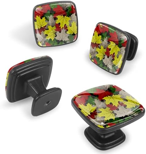 Botões de gabinete maçanetas coloridos de gaveta de folhas de bordo.