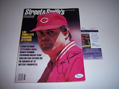 Lou Piniella Cincinnati Reds 1990 WS JSA/CoA assinou a revista Street and Smiths - revistas MLB autografadas