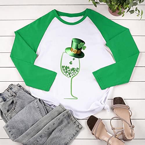 Funny St Patricks Camisa do dia mulheres fofas de vidro de vinho