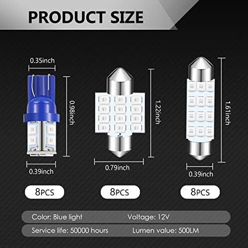 Jawmoy Pack-24 Kit de lâmpada de carro LED, Luz de Dome Interior do Carro, T10 31 mm 42 mm Festoon Luzes decorativas, usadas para