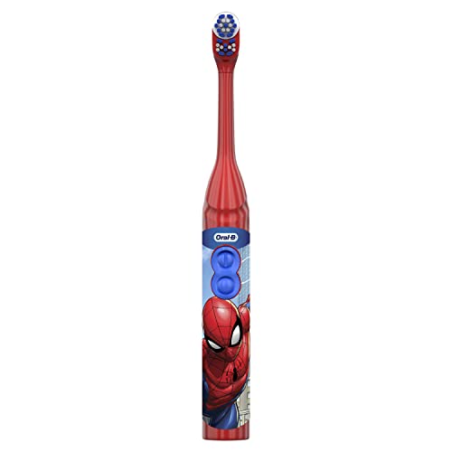 Escova de dentes de bateria oral-b kid com o homem-aranha da marvel, cerdas macias, para crianças mais de 3 anos