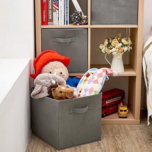 Conjunto de ezarare de 4 banheira de cesta dobrável, 13 x 15 x 13 polegadas Cubo de armazenamento de organizador dobrável com alças para casa, quarto, viveiro de bebês, escritório, brinquedos infantis - cinza