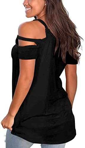 Mulheres de verão de verão top top sólido o pescoço blusa preta camiseta tira fora do ombro camiseta longa camiseta vintage