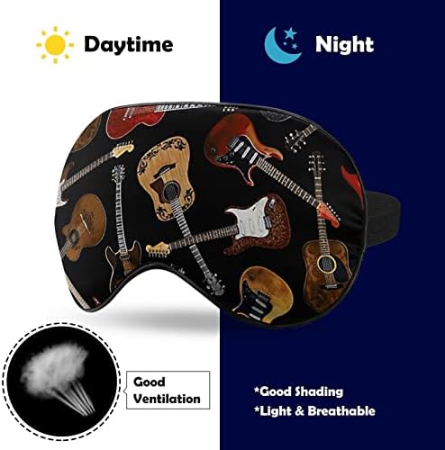 Padrão de guitarras Máscara de olho engraçada da máscara de olho macio para olhos com olho de olho de cinta ajustável Eyeshade noturna