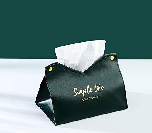 Lzan Leather Tissue Box Design criativo Personalidade de moda Luz de luxo de luxo Fácil de transportar e carro, verde escuro,