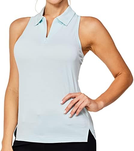 Camisa de pólo de golfe feminino sem mangas de seca rápida upf50+ zíper colorido tênis tênis aparel de tampo de trabalho atlético