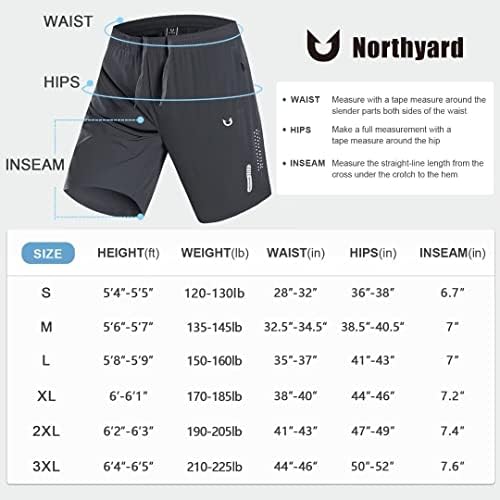 Northyard Men's Athletic Huncking Shorts Quick Dry Workout Shorts 7 Ginásio de esportes leves Treinamento de basquete de corrida