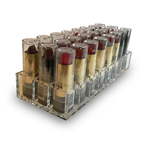 Produtos exclusivos Organizador de maquiagem de batom acrílico - Premium 24 Space Clear Cosmetic Storage Display para Lipstick Lip Gloss, Brilhas de escovas e muito mais