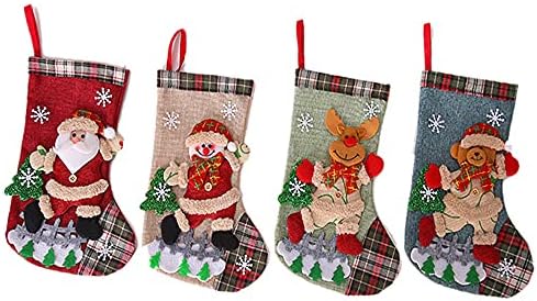 GFHH 4PCS Christmas Sack Sack Gift Candy Bag Papai Noel Elk Taber Meias de presente Decorações de árvores de Natal